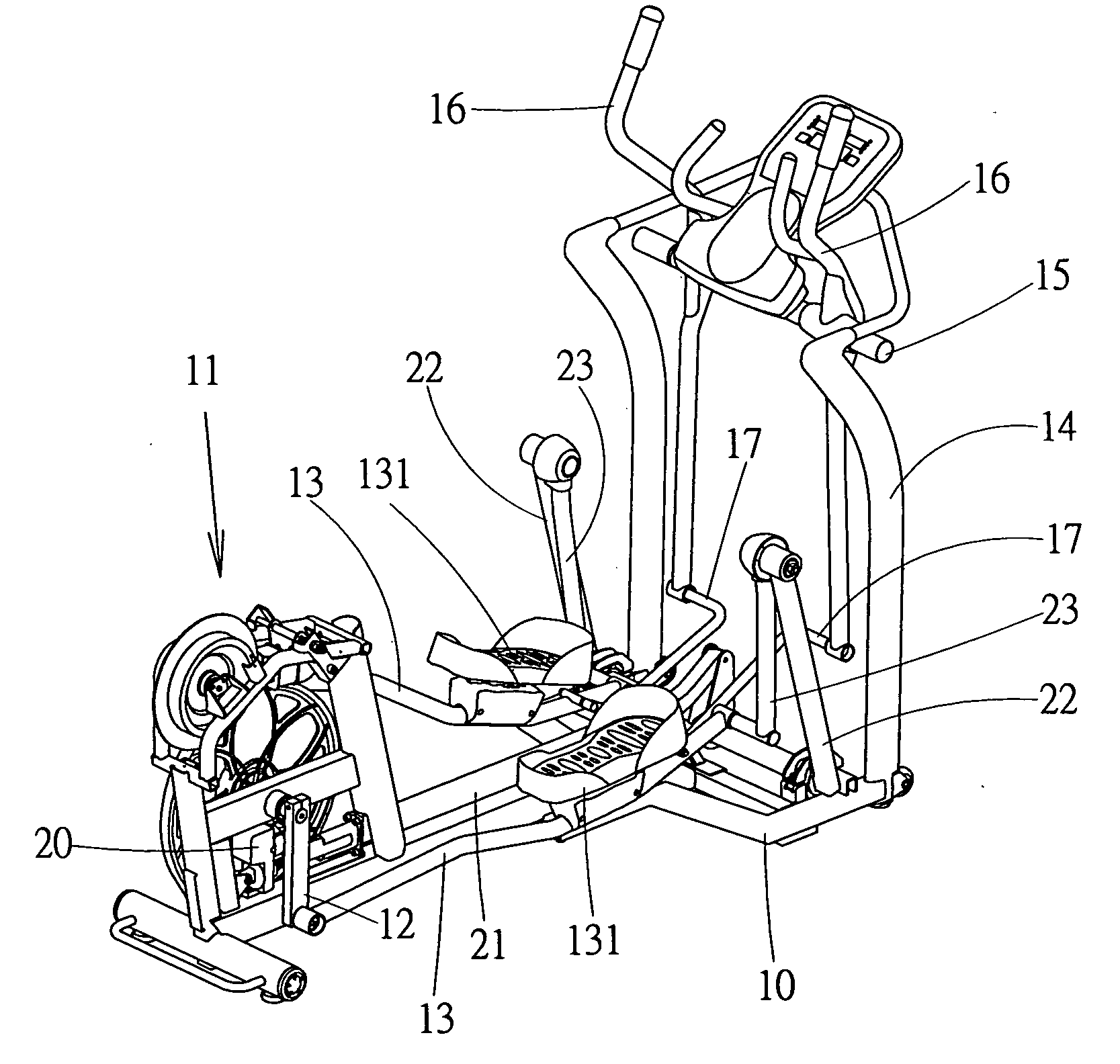 Pace-adjusting mechanism of an elliptical cross trainer