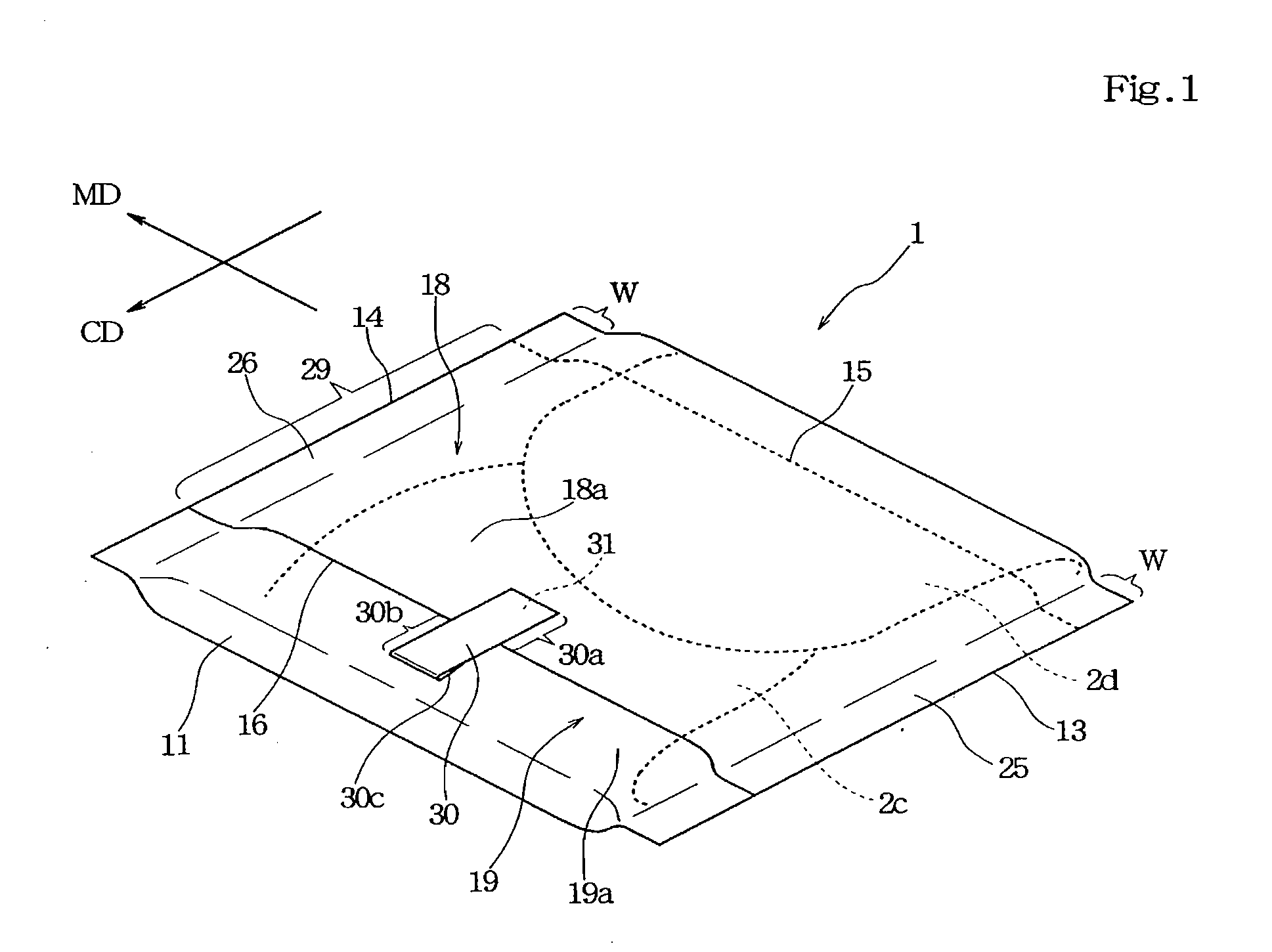 Individual package of absorbent article
