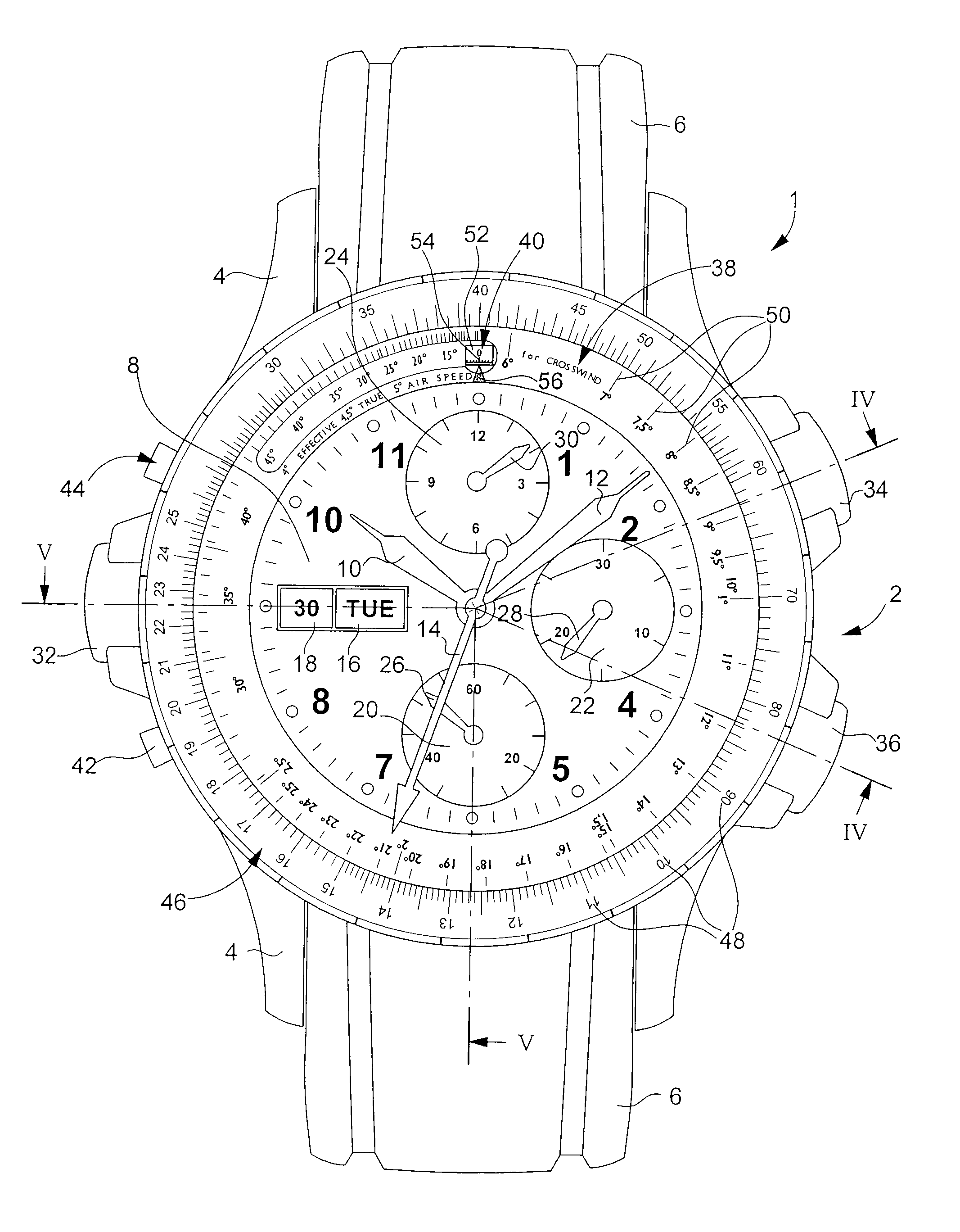 Time piece forming a navigation aid for pilots and seamen