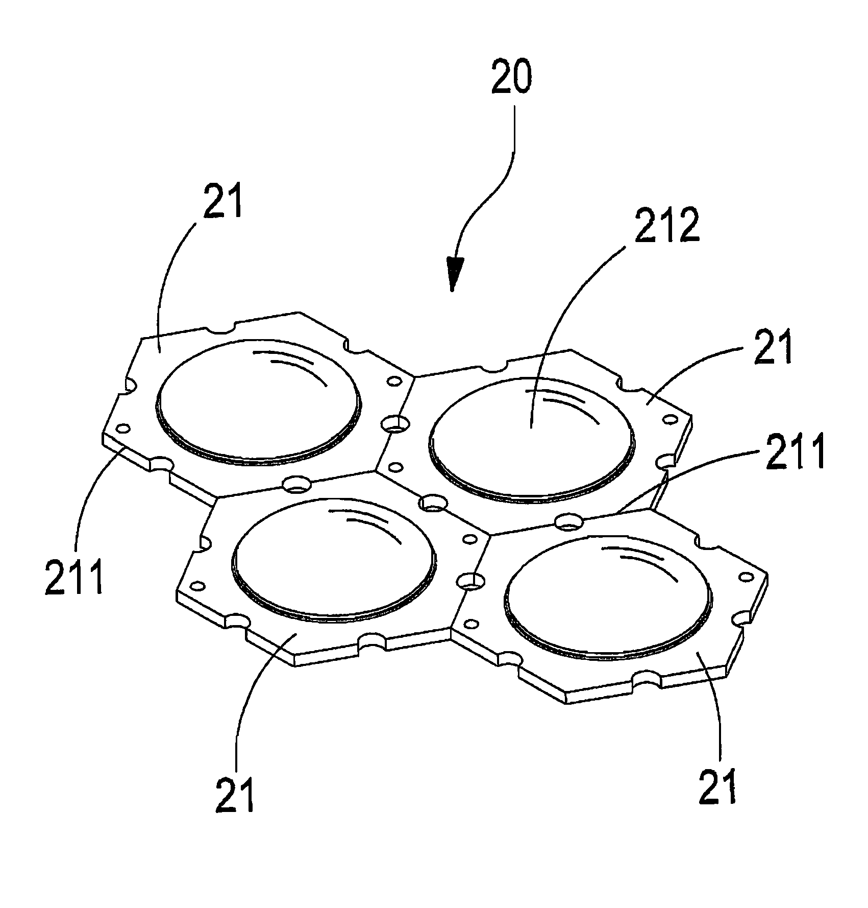 Composite structure for polygonal light-emitting diode