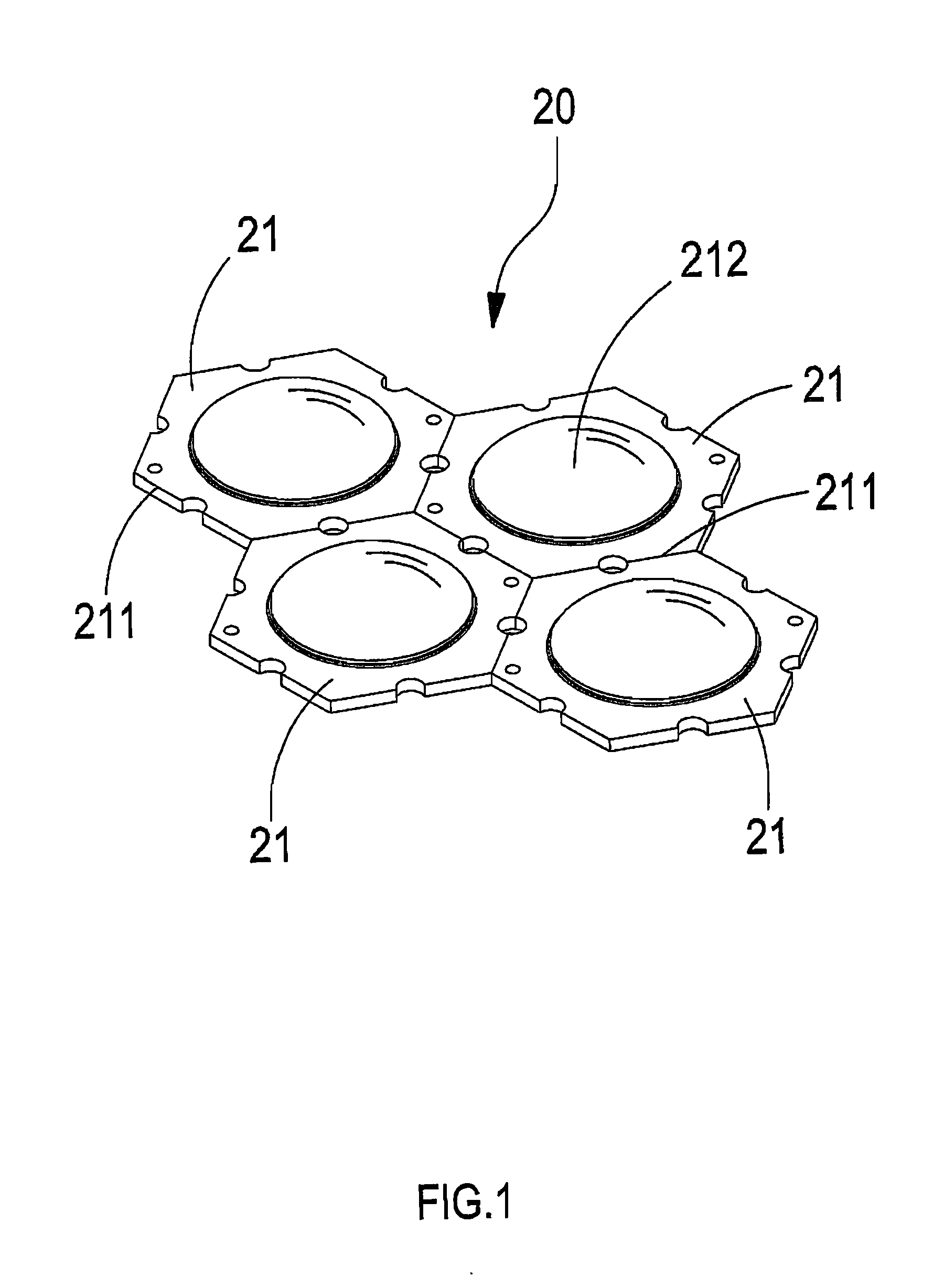 Composite structure for polygonal light-emitting diode