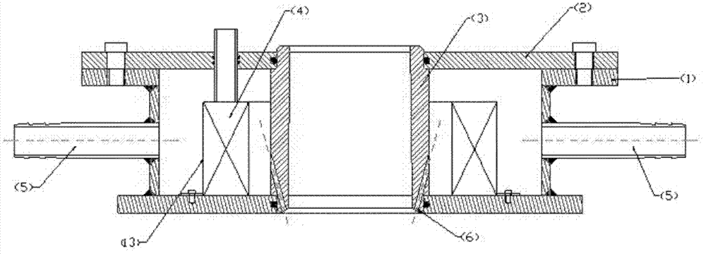 Auxiliary semi-continuous casting crystallizer for low-frequency pulsed magnetic field of magnesium alloy and application thereof