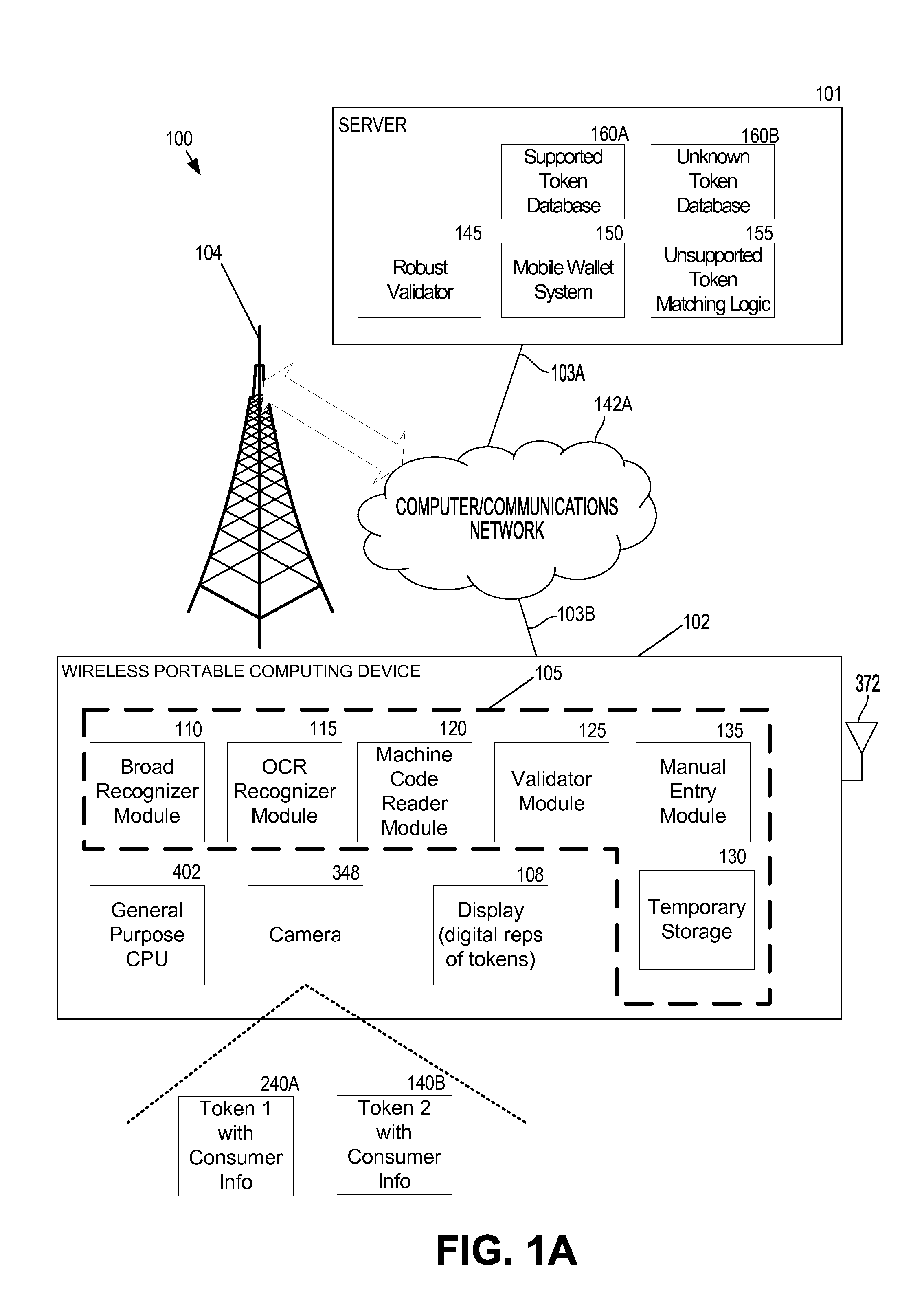 System and method for capturing token data with a portable computing device