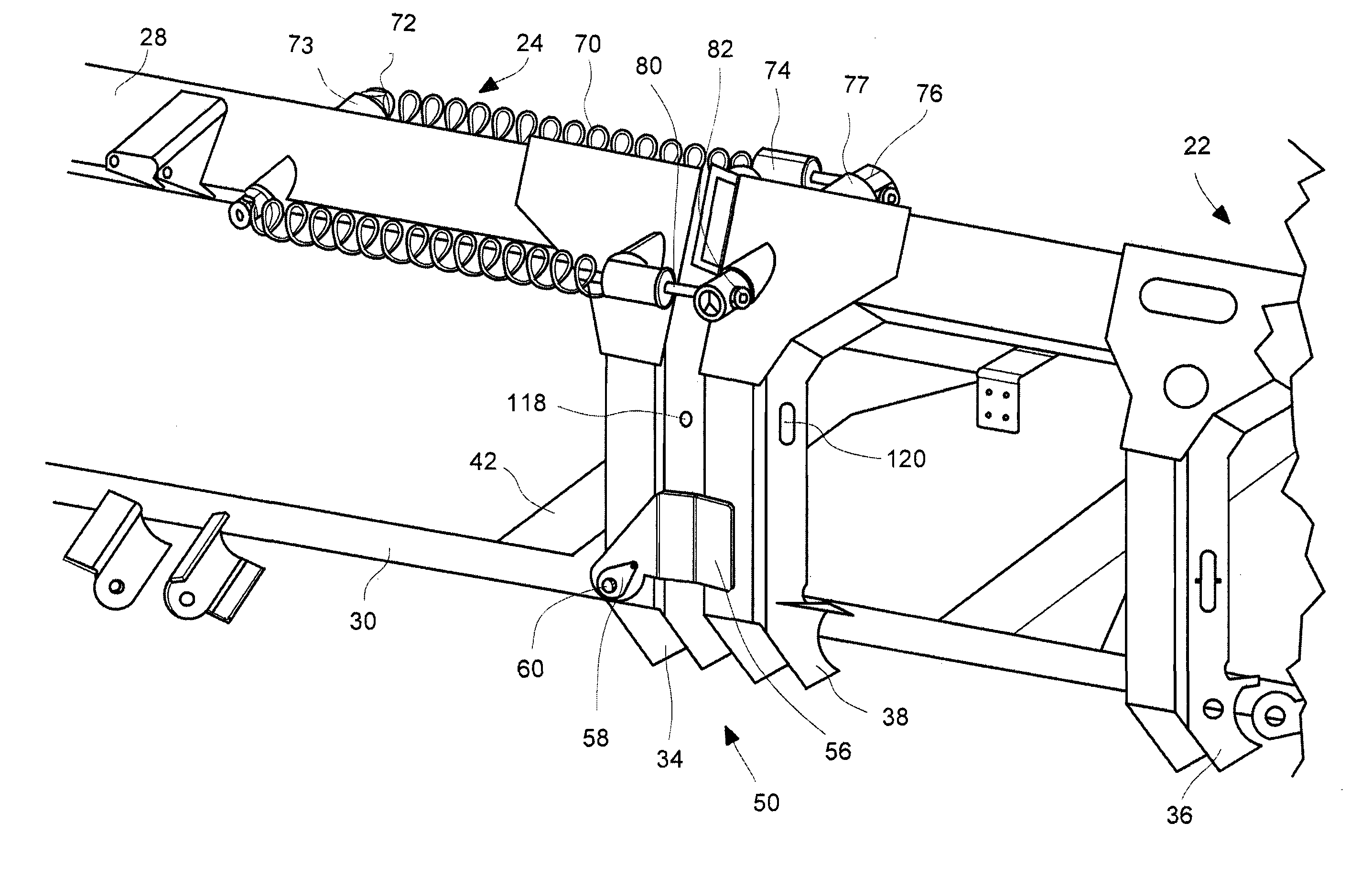 Winged header apparatus and method for a combine