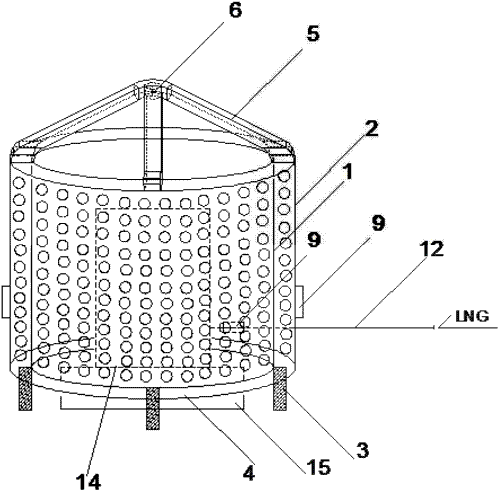 An LNG air-temperature gasification device and method for generating electricity using solar walls and temperature differences