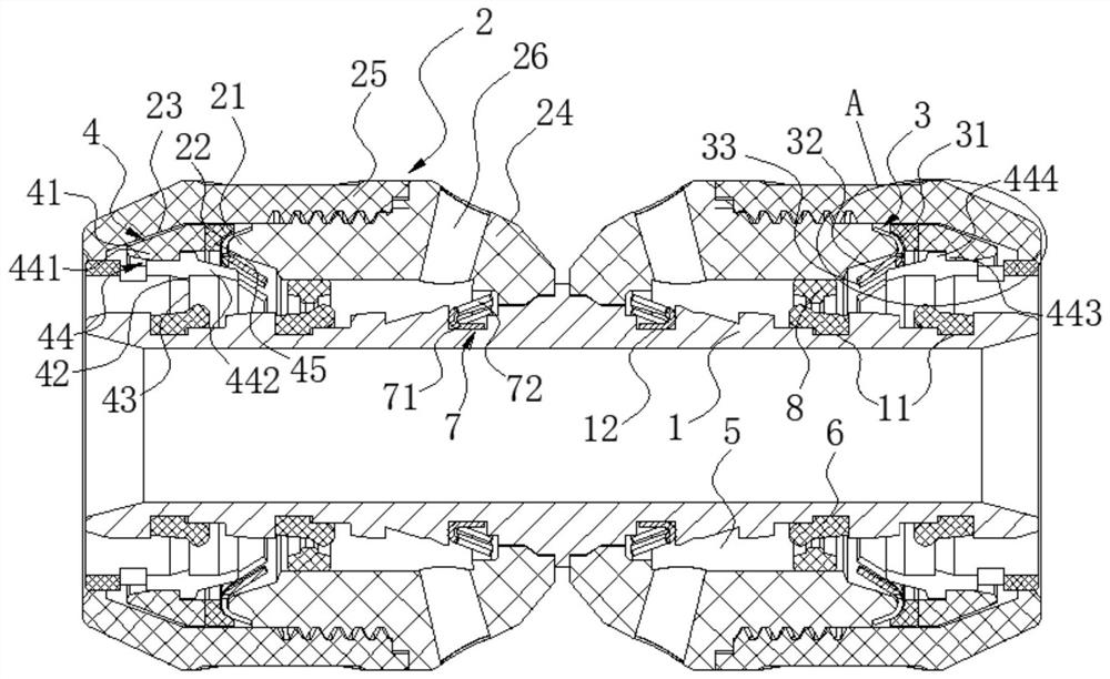 Connector and pipe taking device