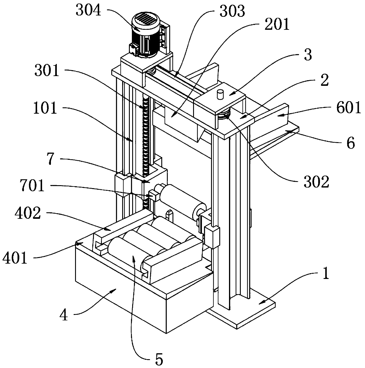 Intermittent automatic lifting and transferring device for roll shaft machining