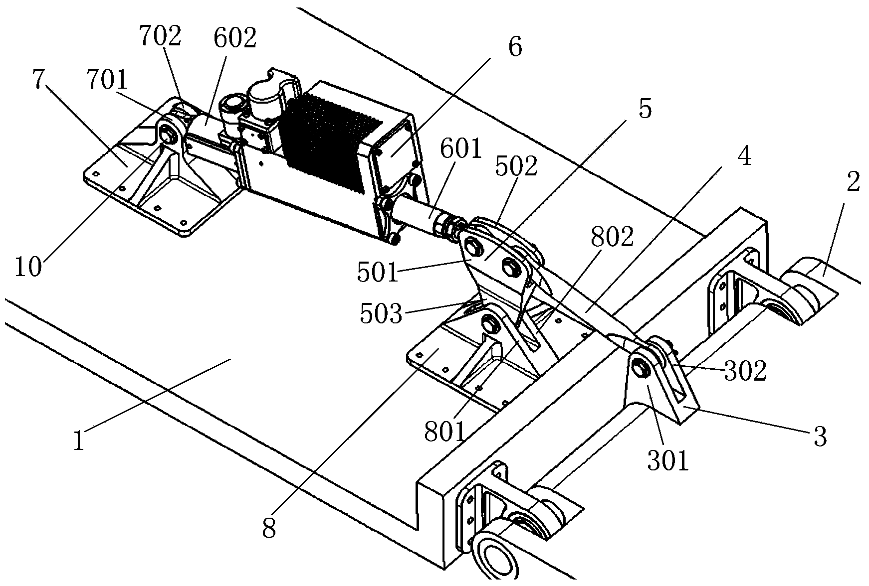 Double-rocker transmission mechanism applicable to movable control surface of aerial vehicle