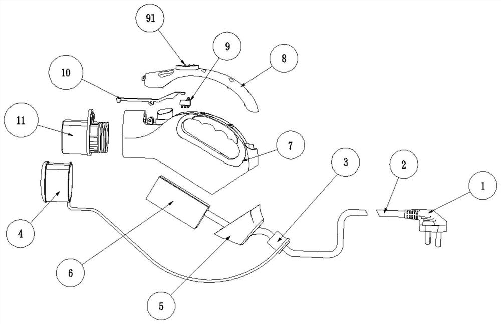 Electric automobile alternating current charging gun capable of integrating control circuit inside