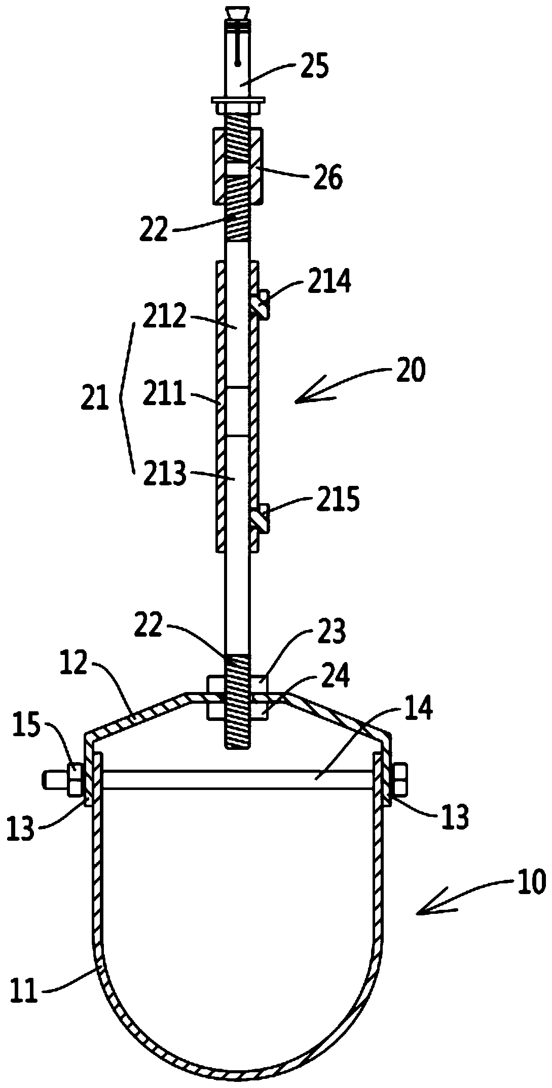 Combined type shock resisting pipe bundle with vertical height capable of being adjusted