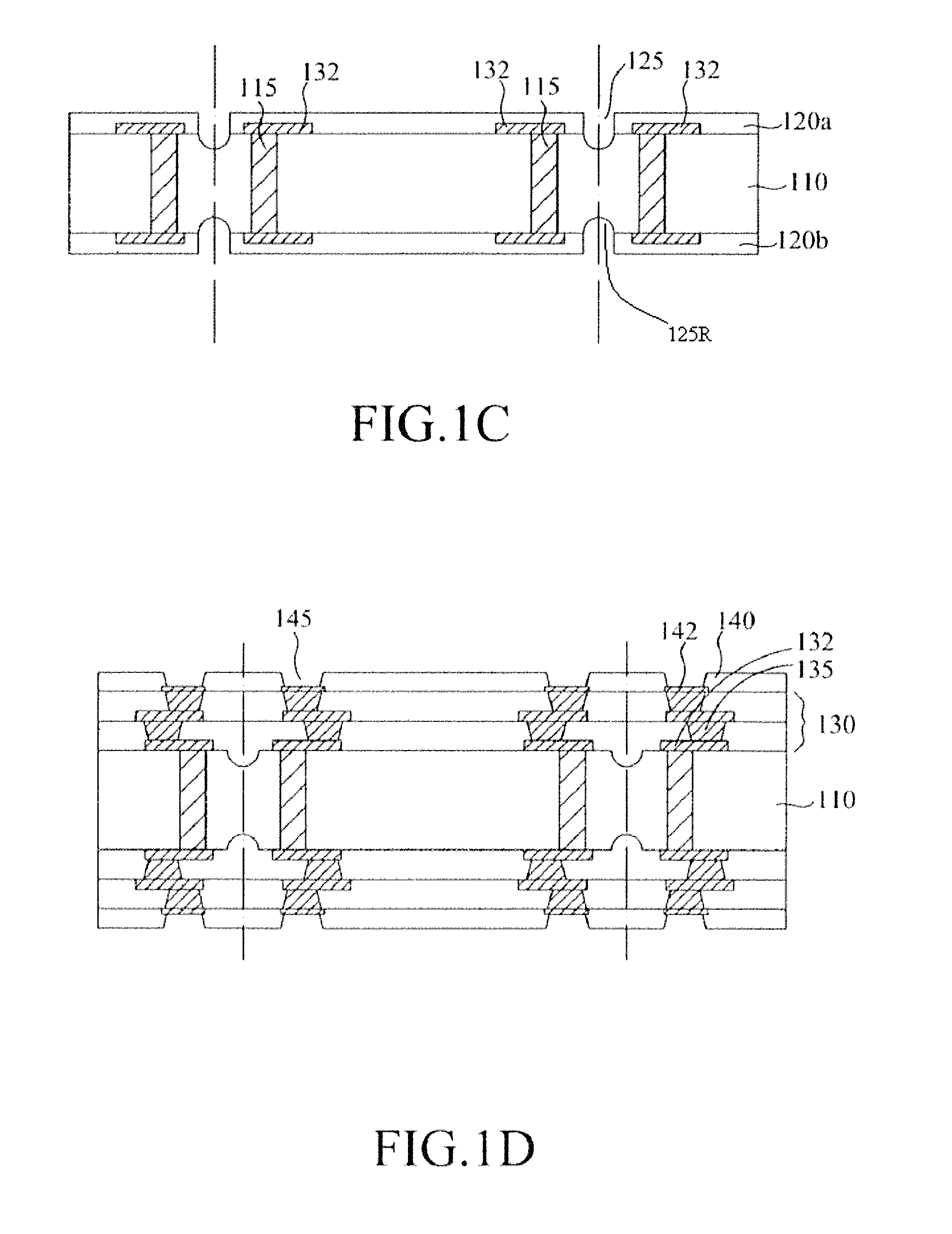 Substrate components for packaging IC chips and electronic device packages of the same