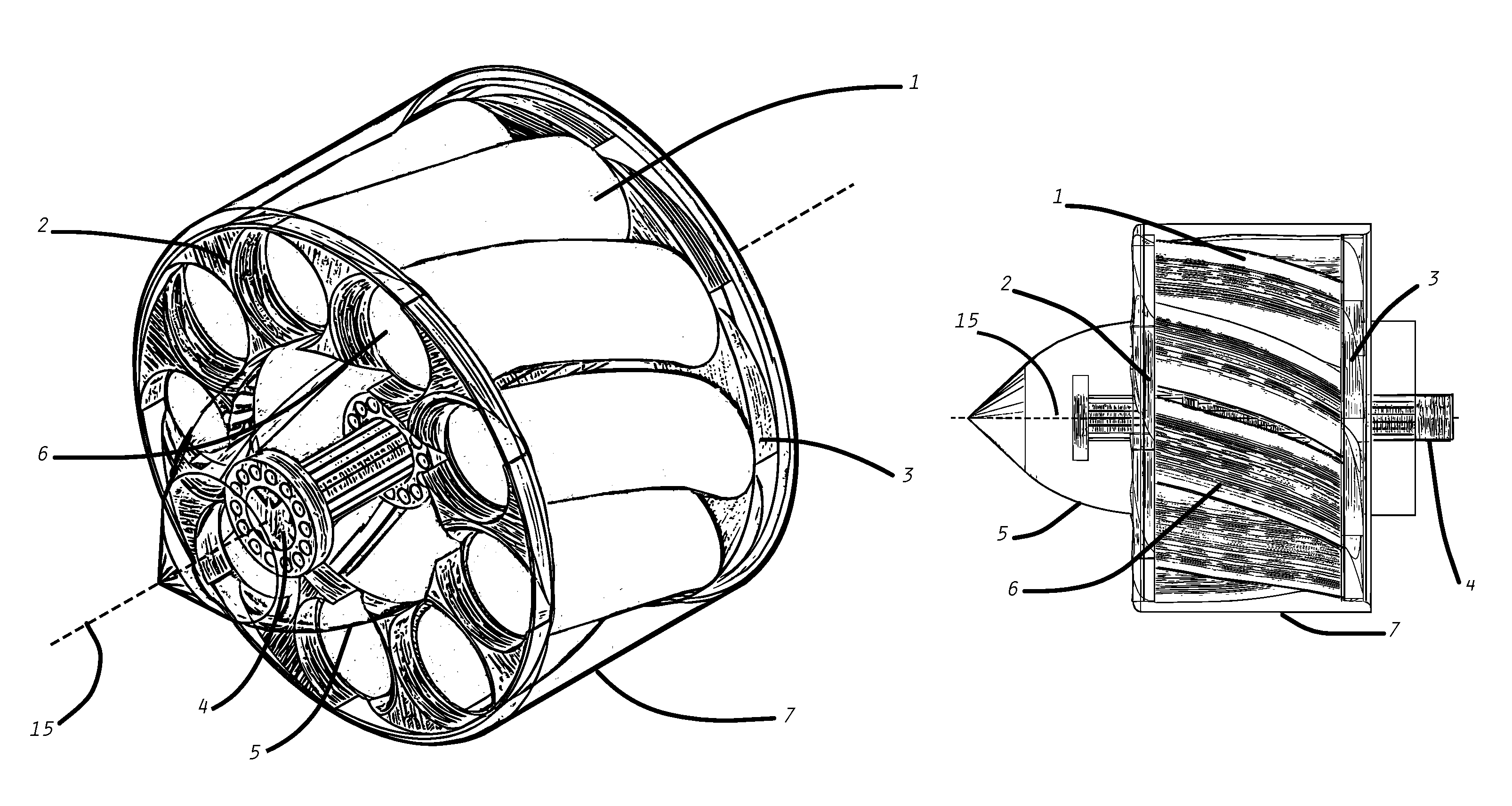 Peripheral tunnels propeller