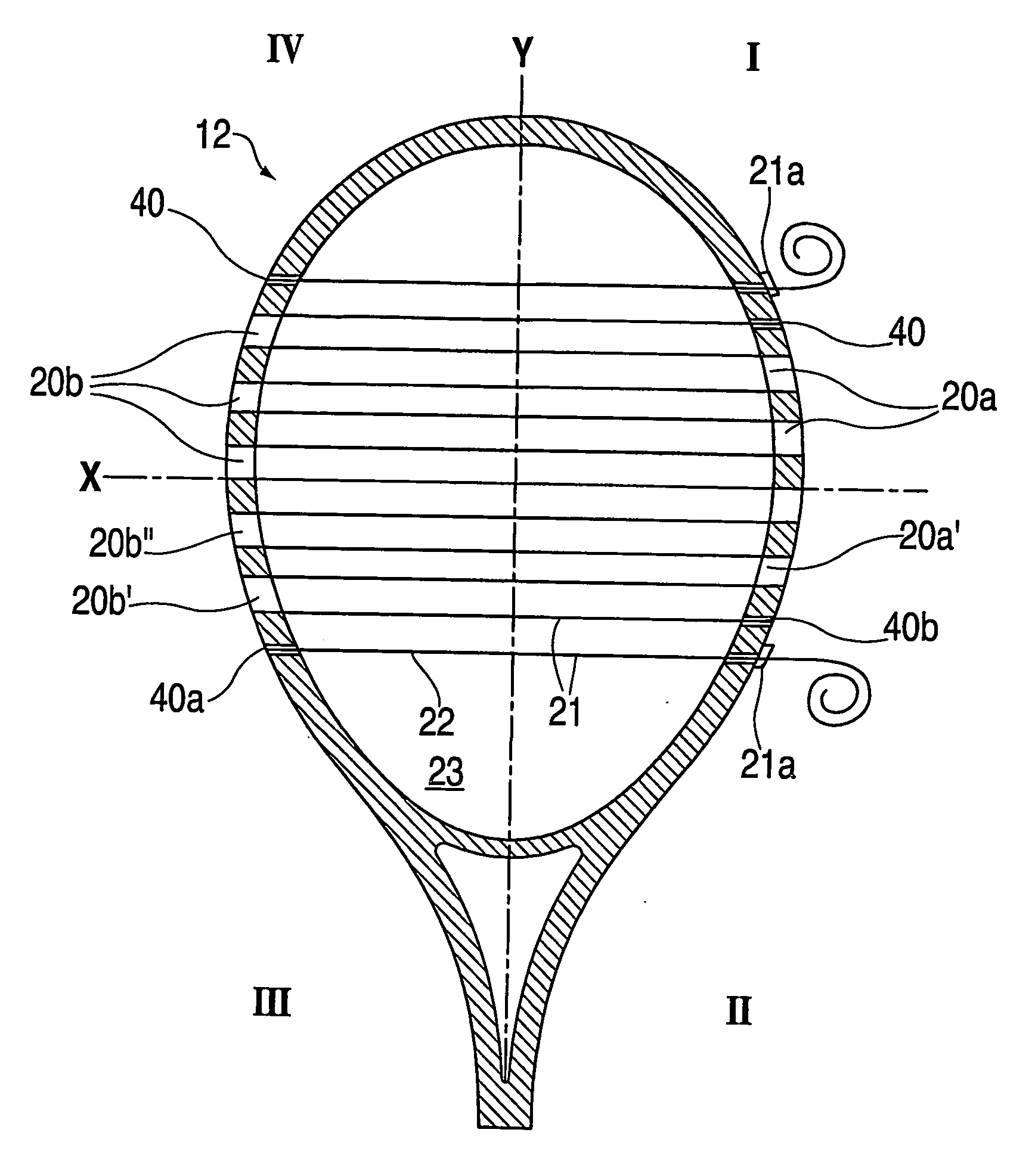 Sports racquet with frame openings