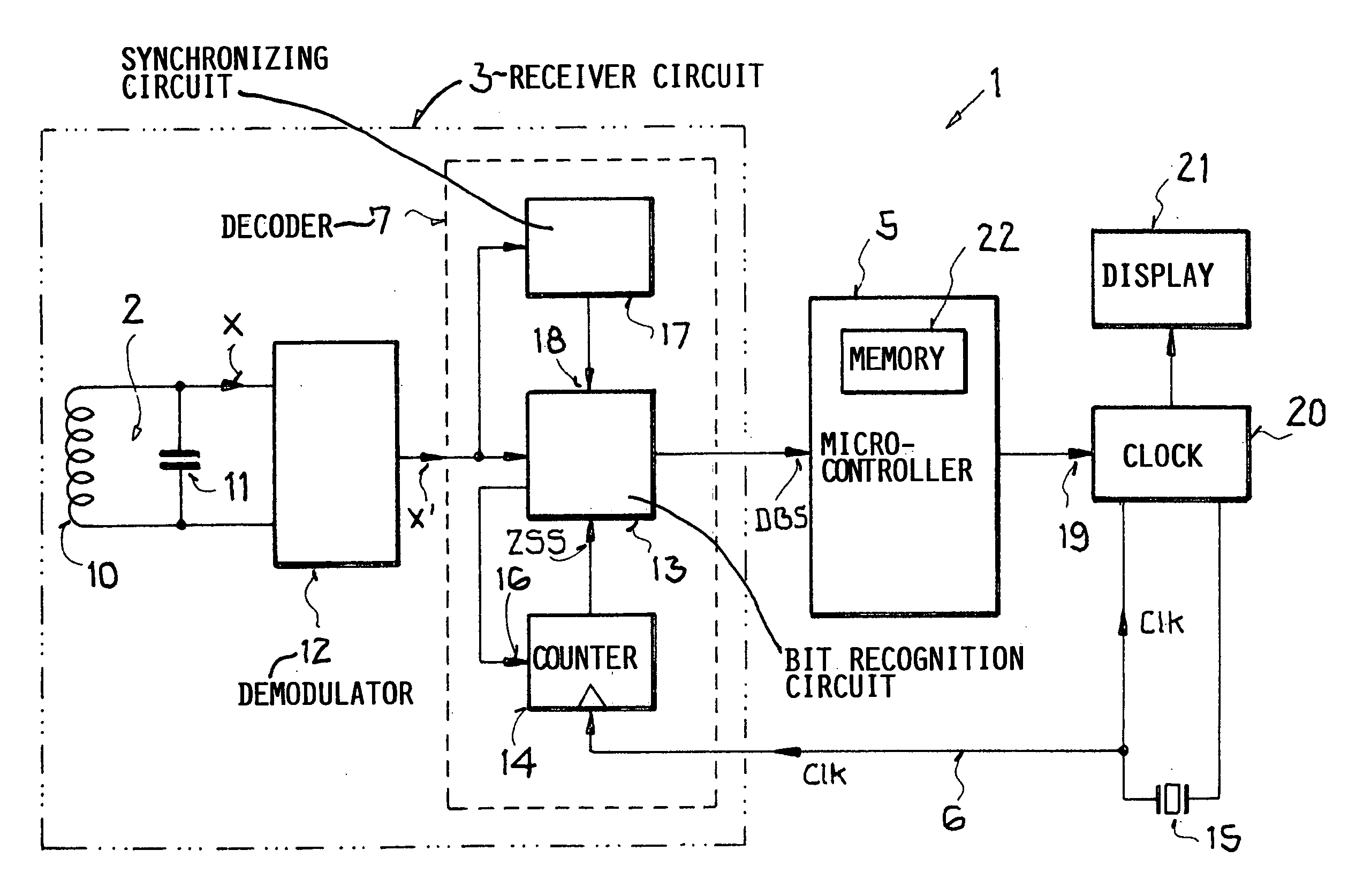 Radio-controlled clock, receiver circuit and method for acquiring time information with economized receiver and microcontroller