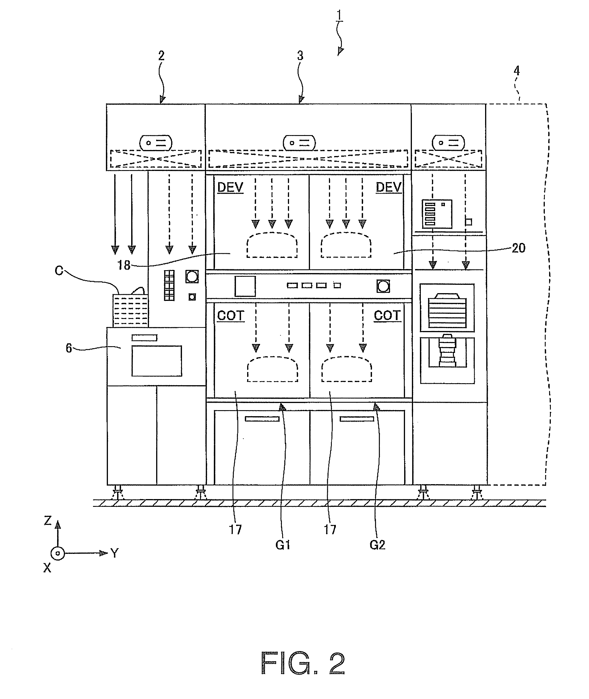 Resist coating and developing apparatus, resist coating and developing method, resist-film processing apparatus, and resist-film processing method