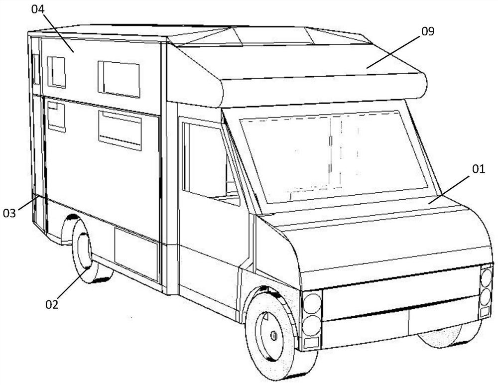 Integrated linkage type multifunctional recreational vehicle and application of multipurpose box of integrated linkage type multifunctional recreational vehicle