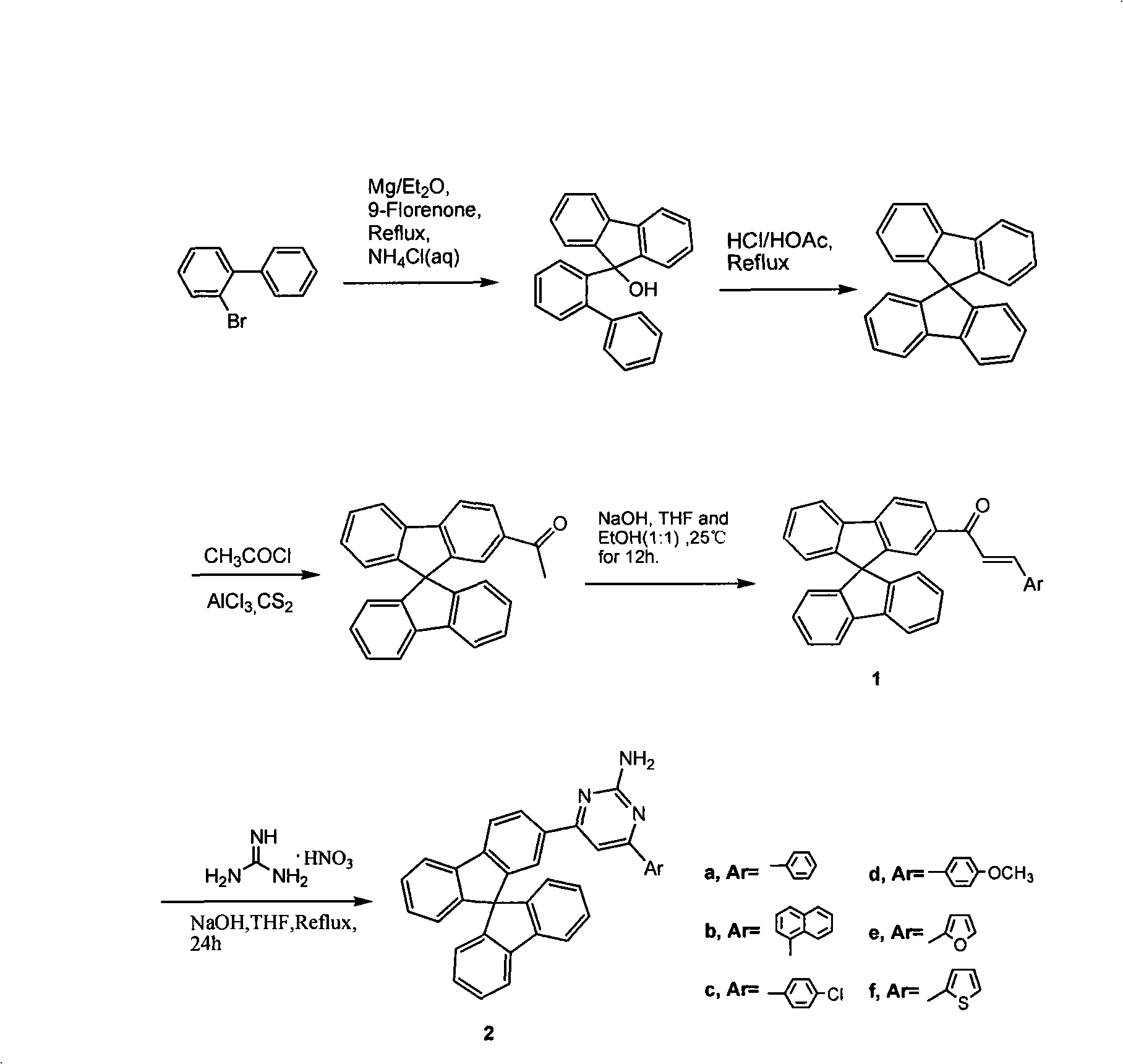 Aryl substituted pyrimidine spirobifluorene derivative and preparation thereof