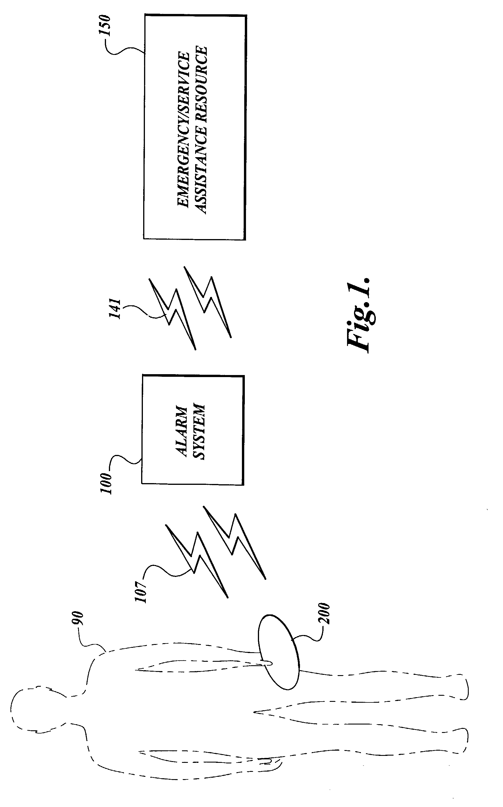 Therapy-delivering portable medical device capable of triggering and communicating with an alarm system