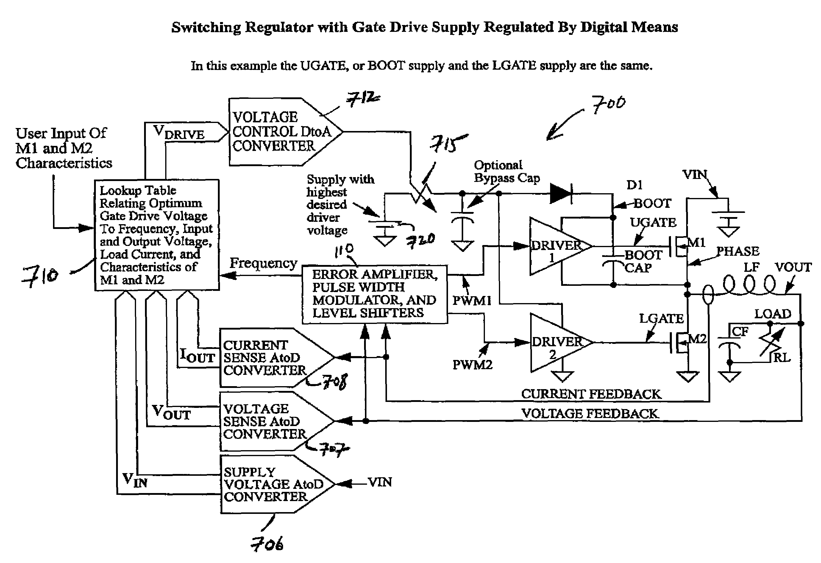 Load compensated switching regulator