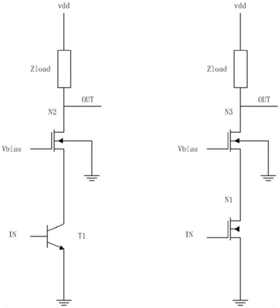 Common-source common-gate amplifier and common-emitter common-gate amplifier