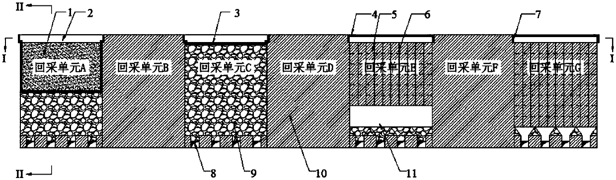 Mining method of vertical deep hole double drawing and synchronous filling stage