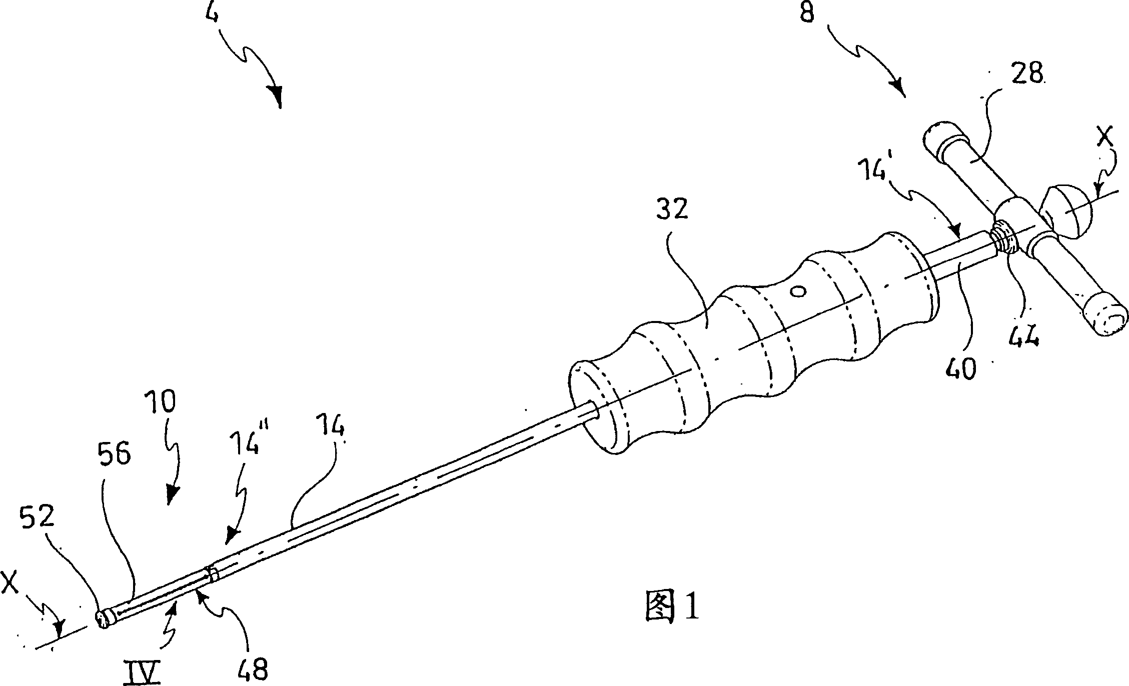 Intravertebral widening device, injection device, and kit and method for kyphoplasty