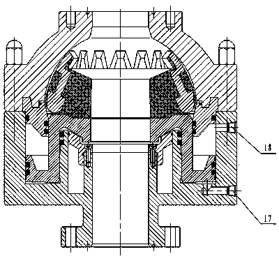 Annular preventer with internally-arranged circulating water cooling system