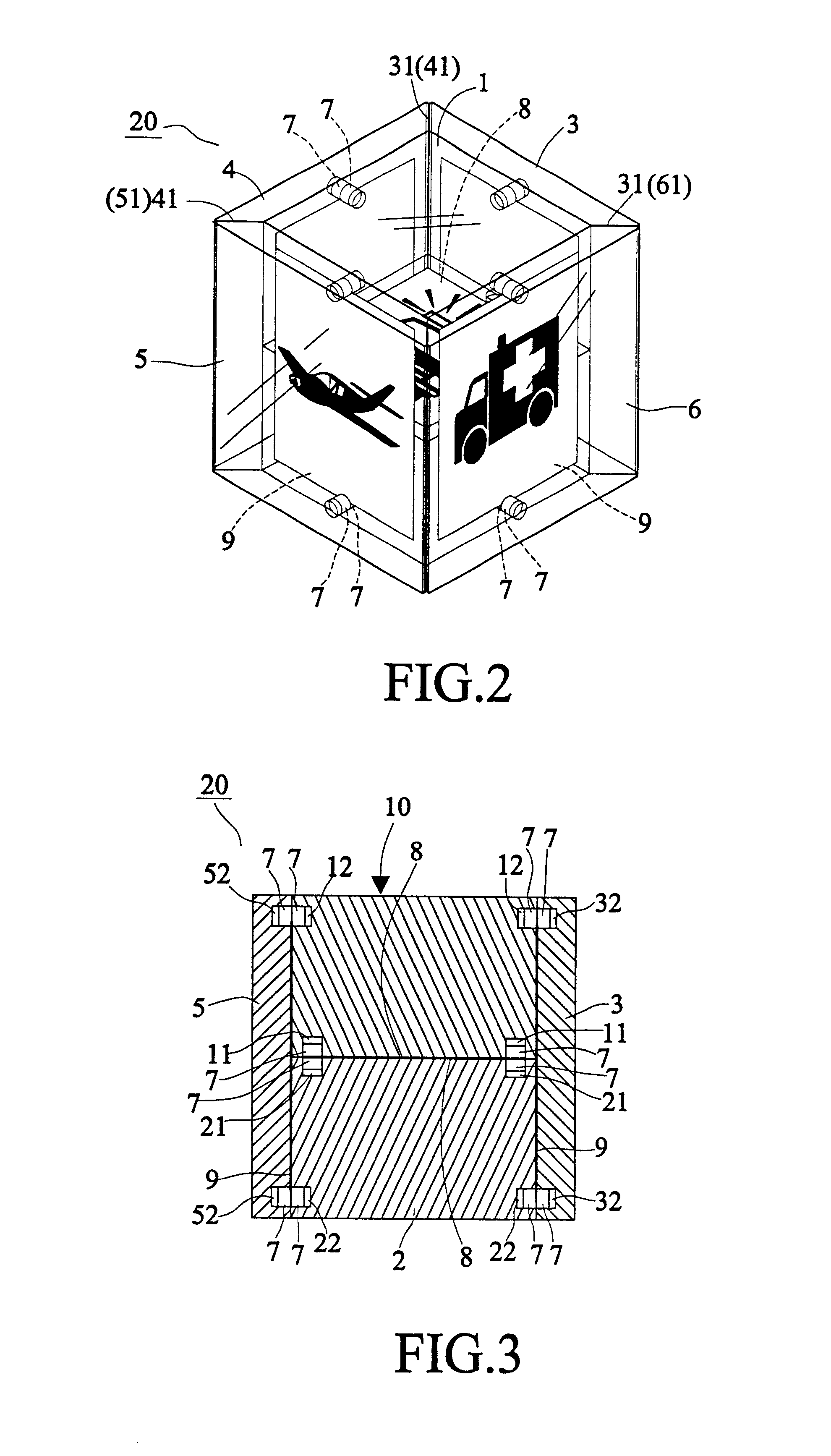 Transparent cube having picture displaying function