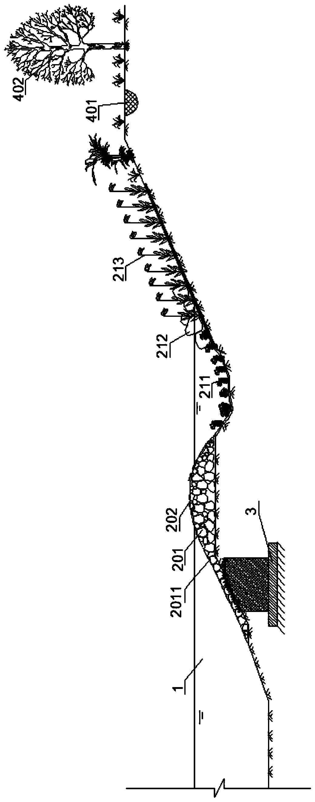 An ecological riverside belt of a navigable river