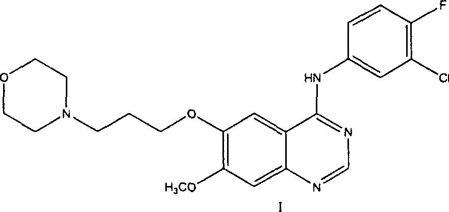 Preparation method of 4-(3-chlor-4-fluorobenzeneamidocyanogen)-7-methoxy-6-(3-morpholine oxypropyl)quinazoline