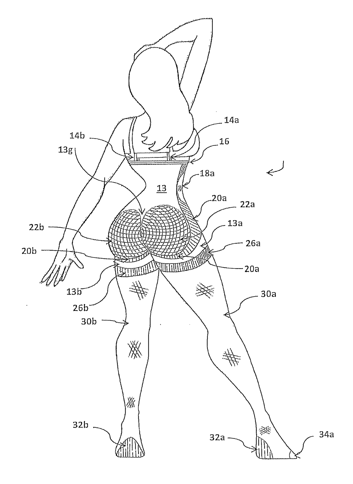 Butt enhancing hosiery/shaper under garment