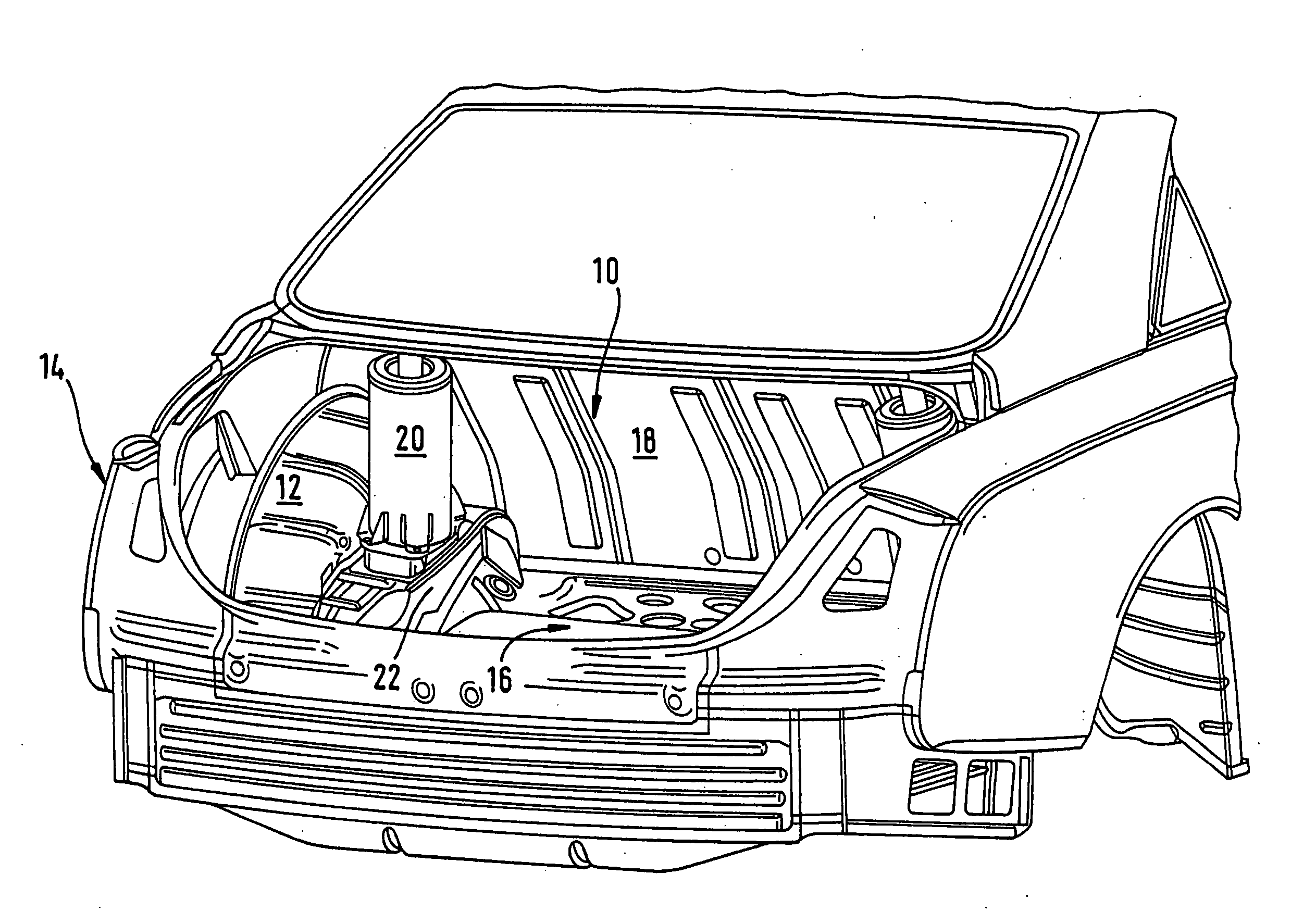 Fixing arrangemenrt for a spring and/or damping element to a hollow support on a motor vehicle chassis