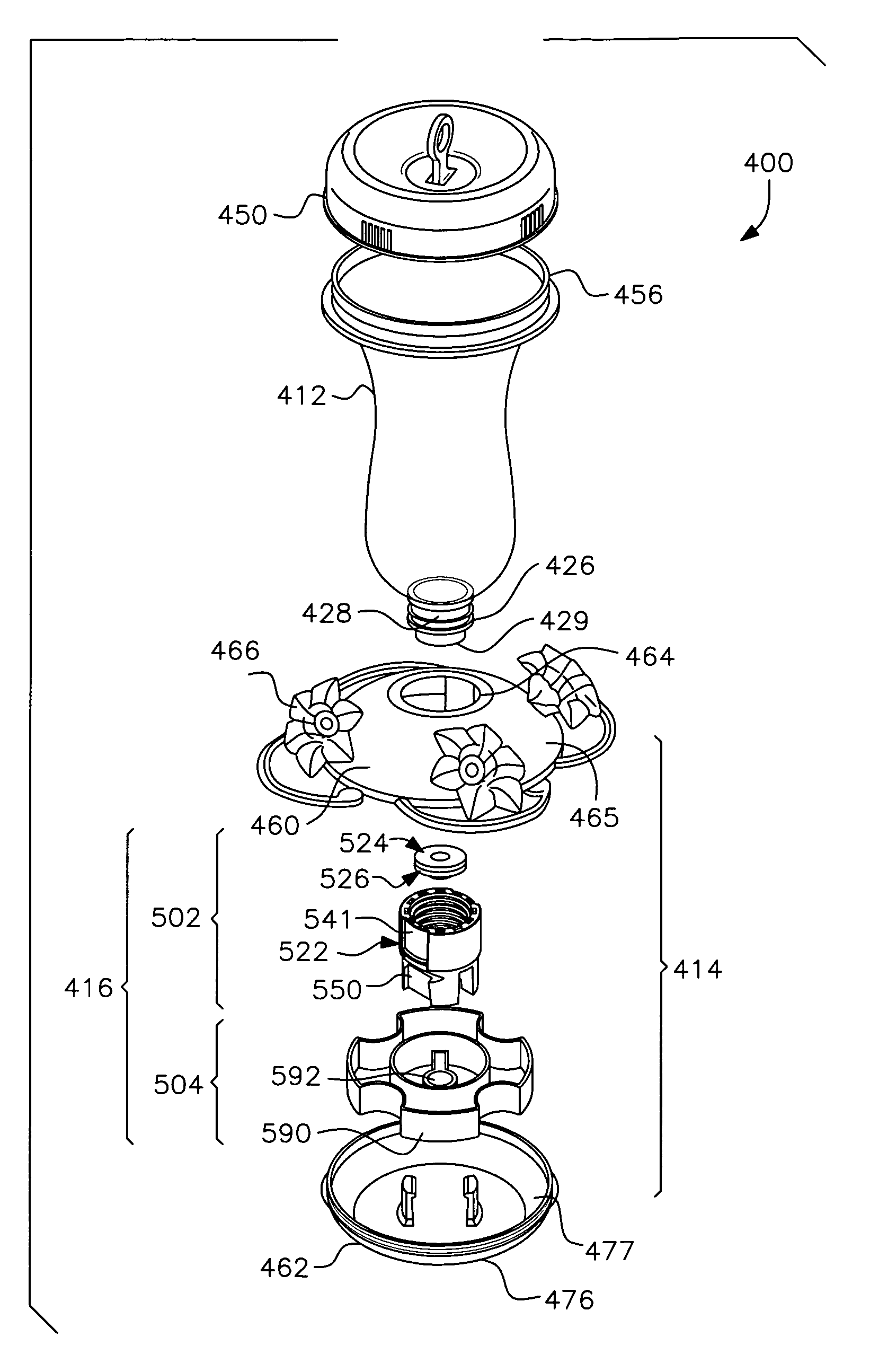 Top-fill hummingbird feeder with float valve base closure mechanism