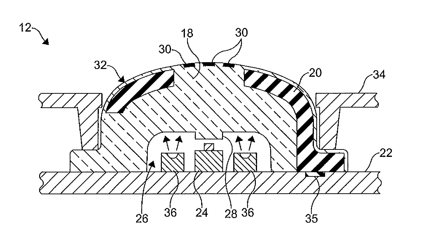 Proximity sensor including a multilayer elastomer assembly