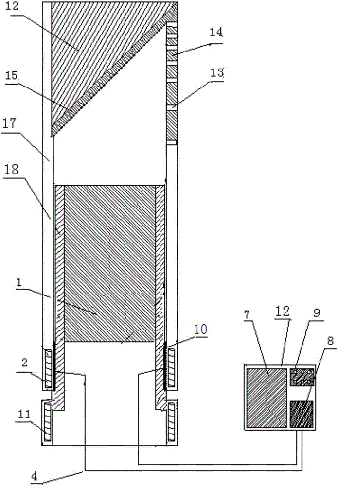 Fissure measuring device matched with borehole television imager and using method