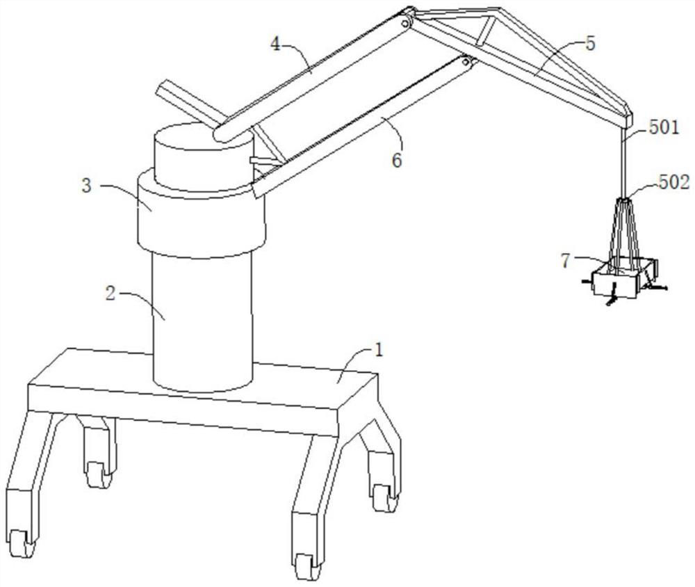 A lifting device with a horizontal displacement combined jib