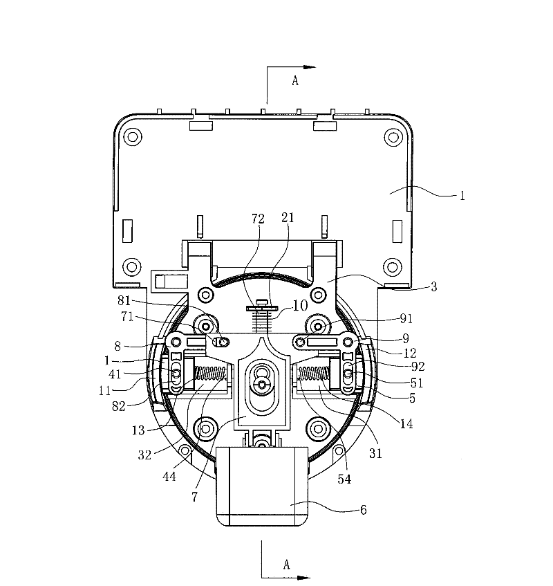 Locking structure of brewing head device in coffee machine