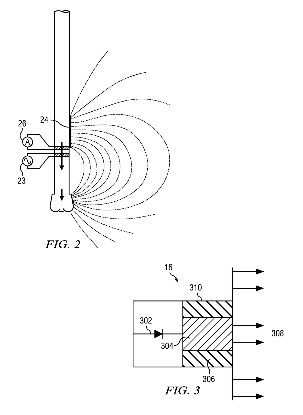 Measuring current from an electrode using a non-linear element