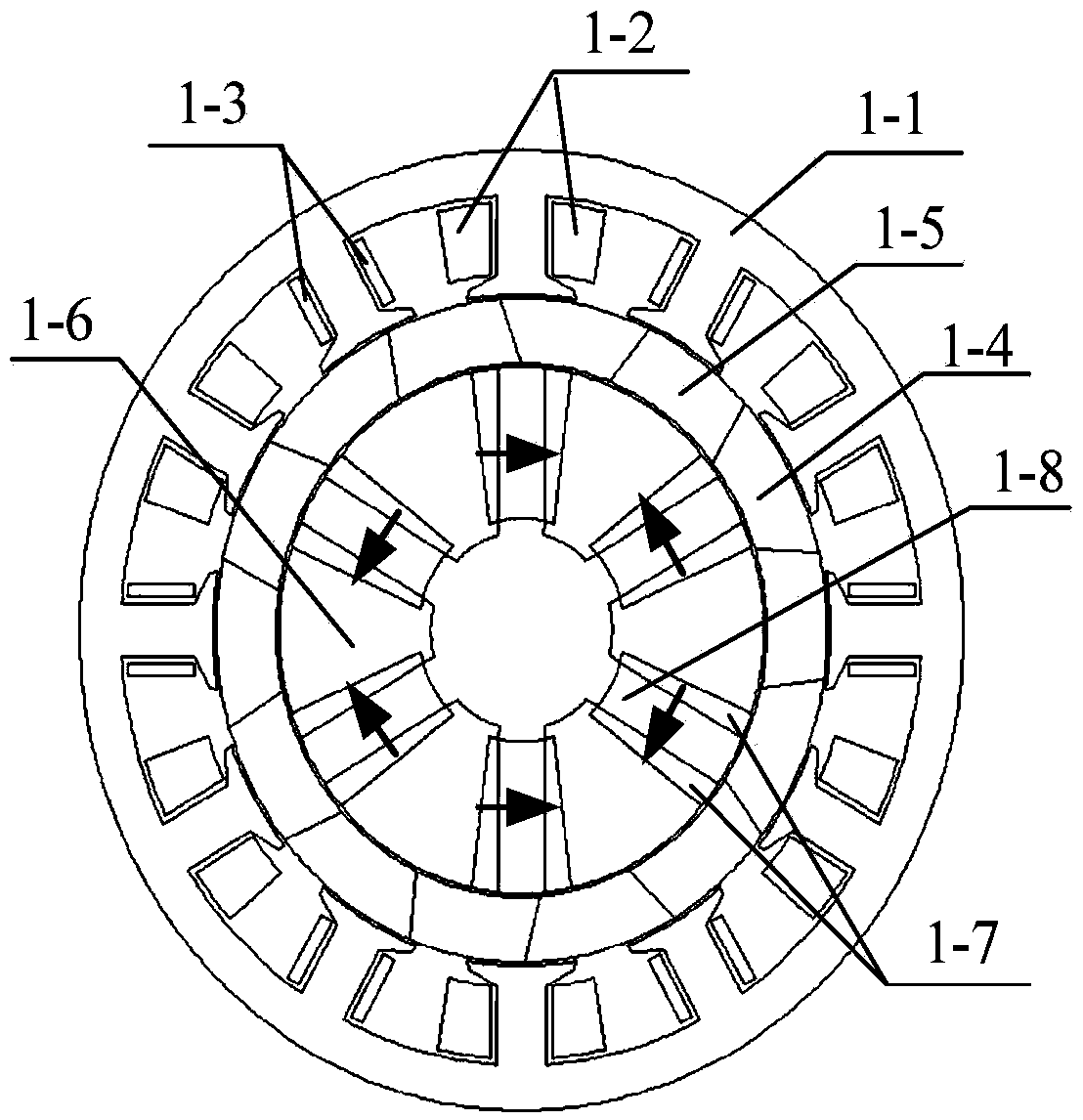 Little rare earth type wide speed regulation hybrid permanent magnetic flux switching double stator motor