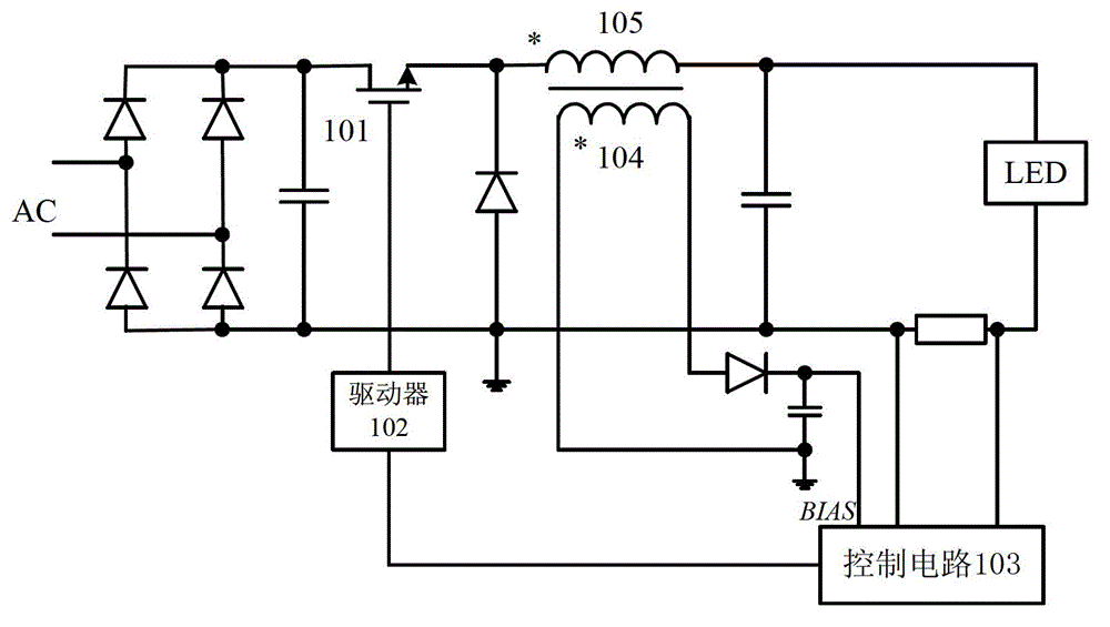 High-efficiency LED (light emitting diode) driving circuit