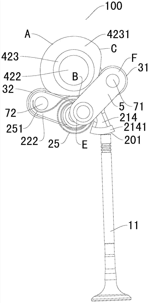 Valve train for engine and vehicle with same