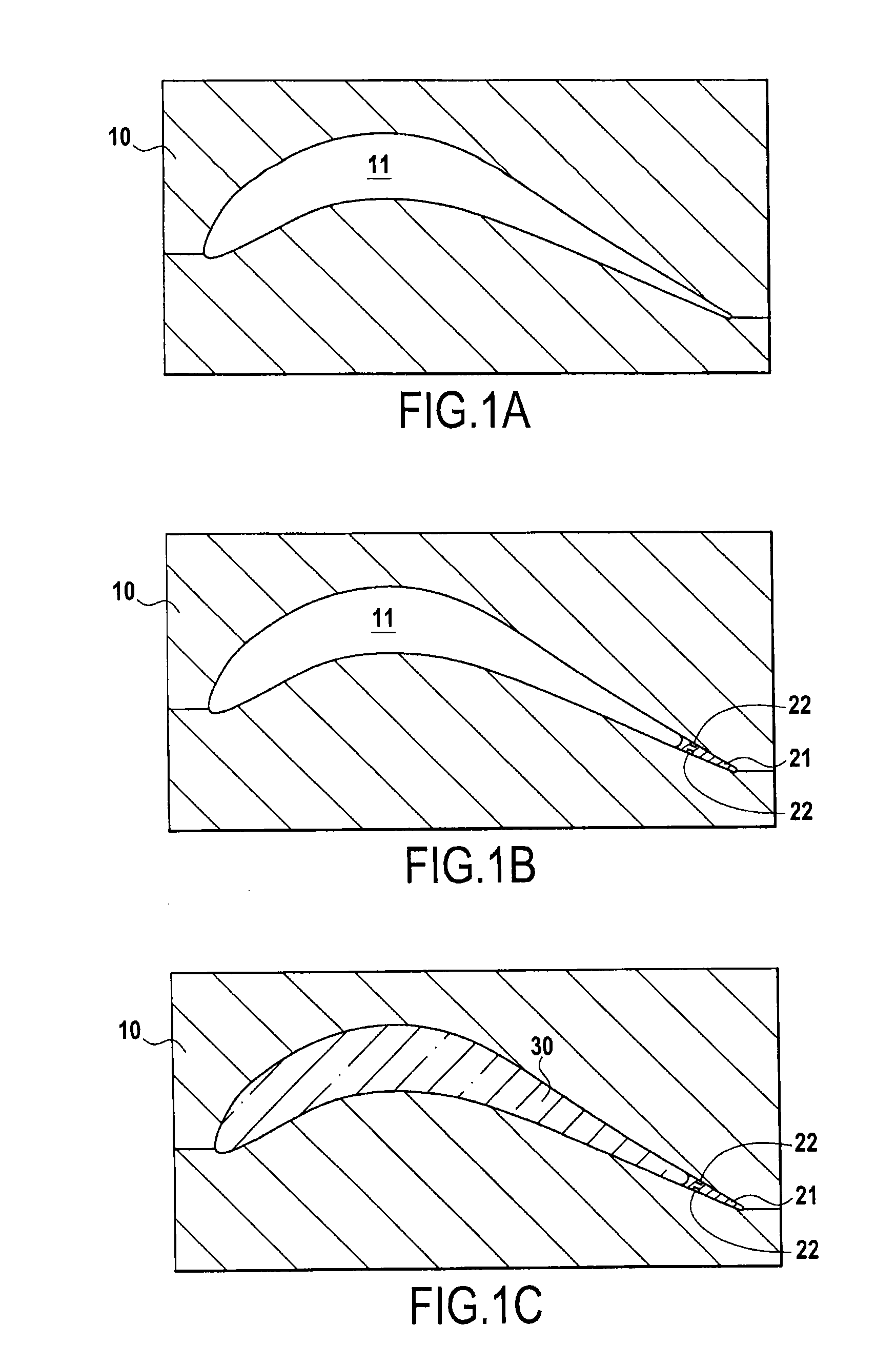 Casting method for obtaining a part including a tapering portion