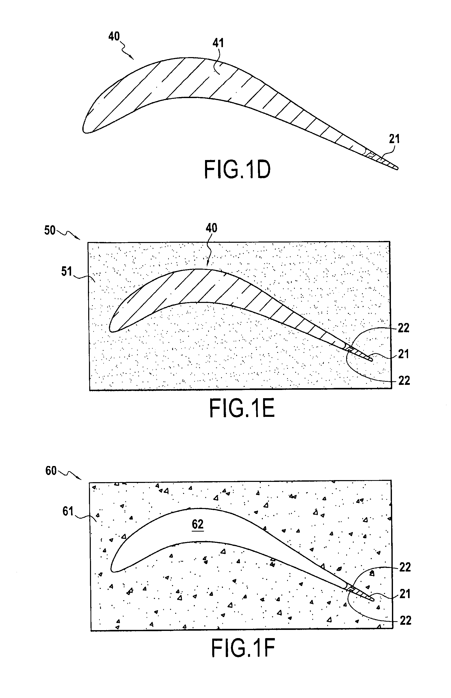 Casting method for obtaining a part including a tapering portion