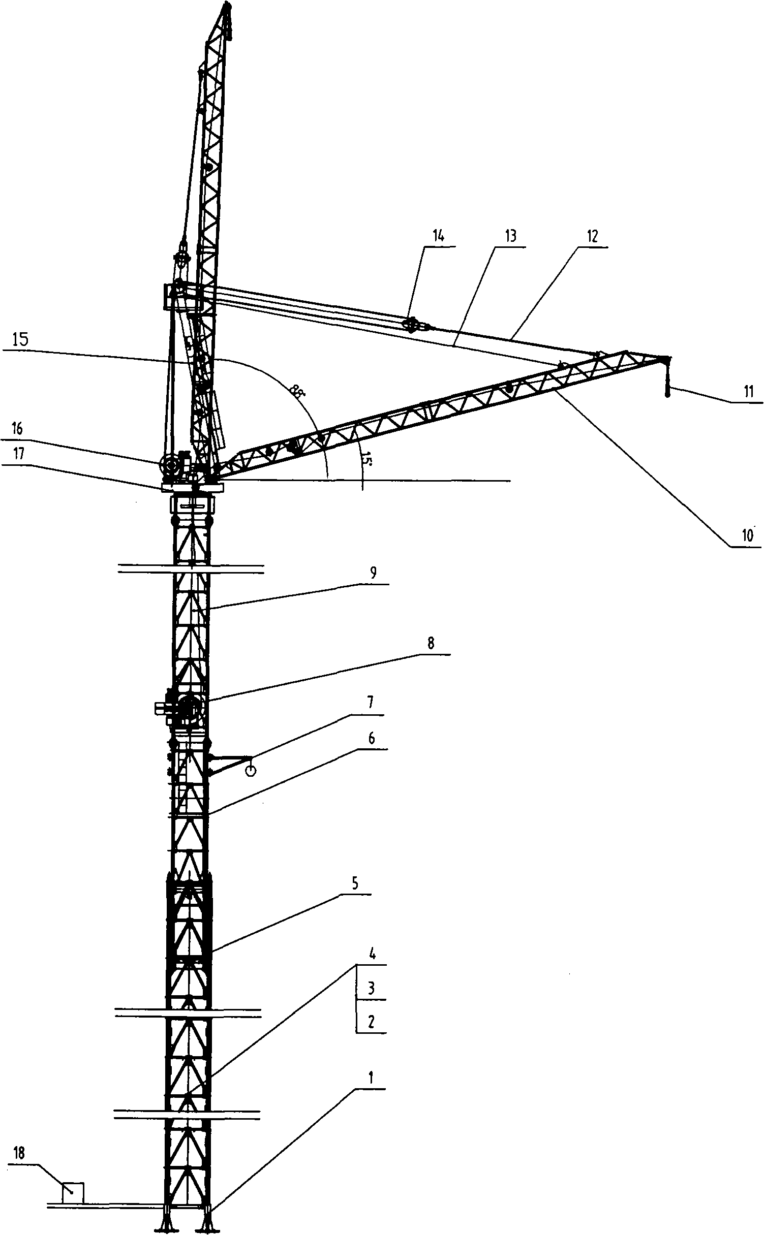 Column crane special for movable arm type group tower
