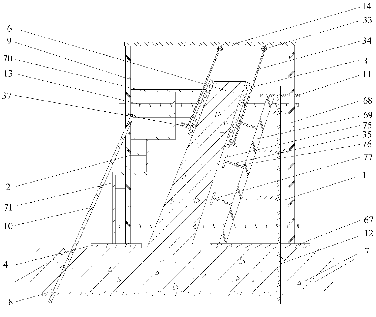 Construction method of inclined cable tower construction structure system
