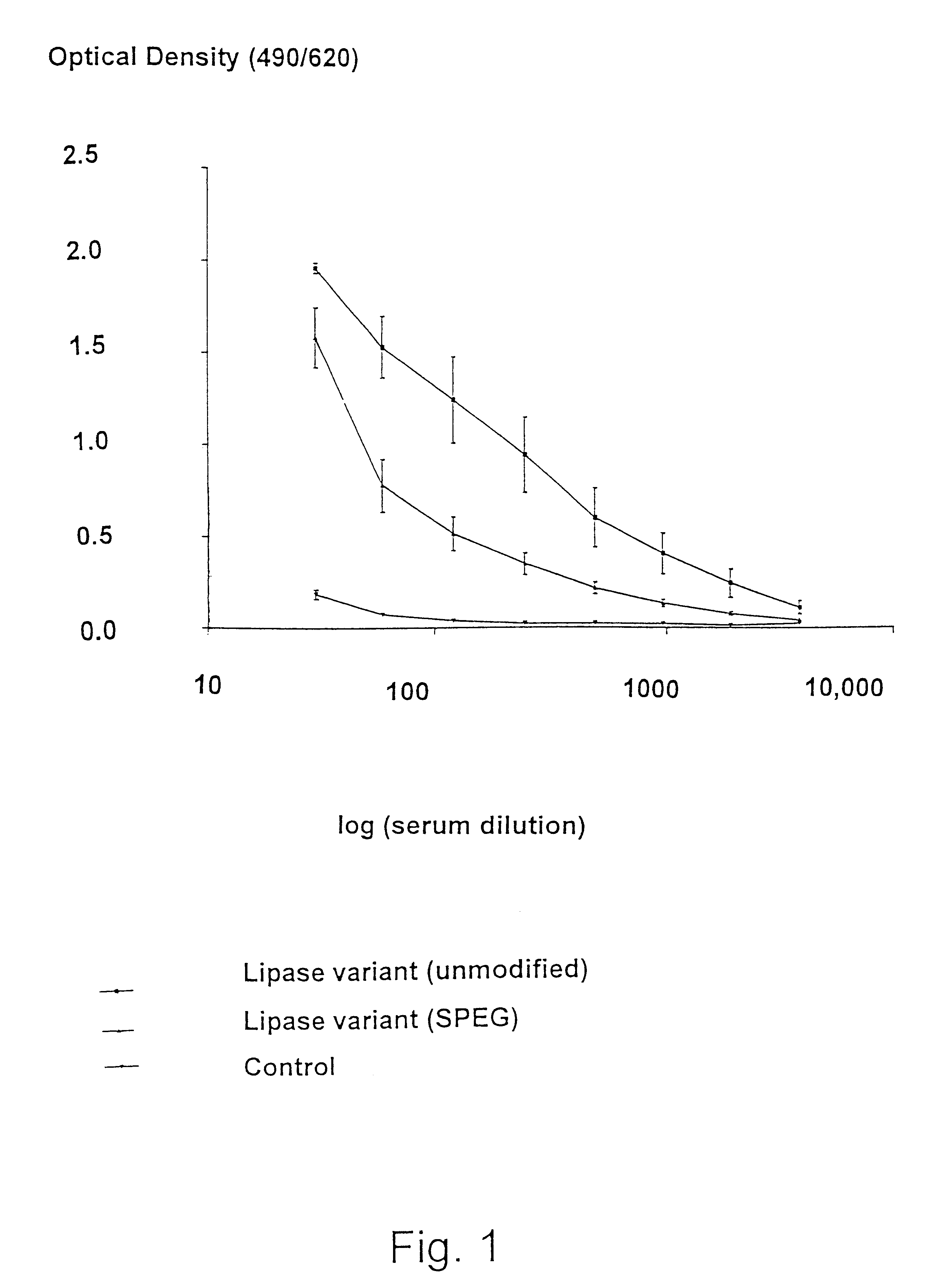 Modified enzymes having polymer conjugates