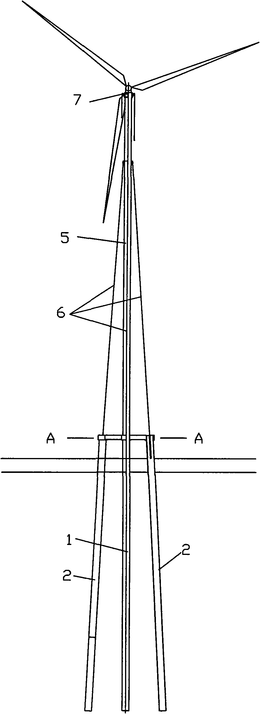 Offshore wind power generation tower foundation and structure and installation and construction method thereof