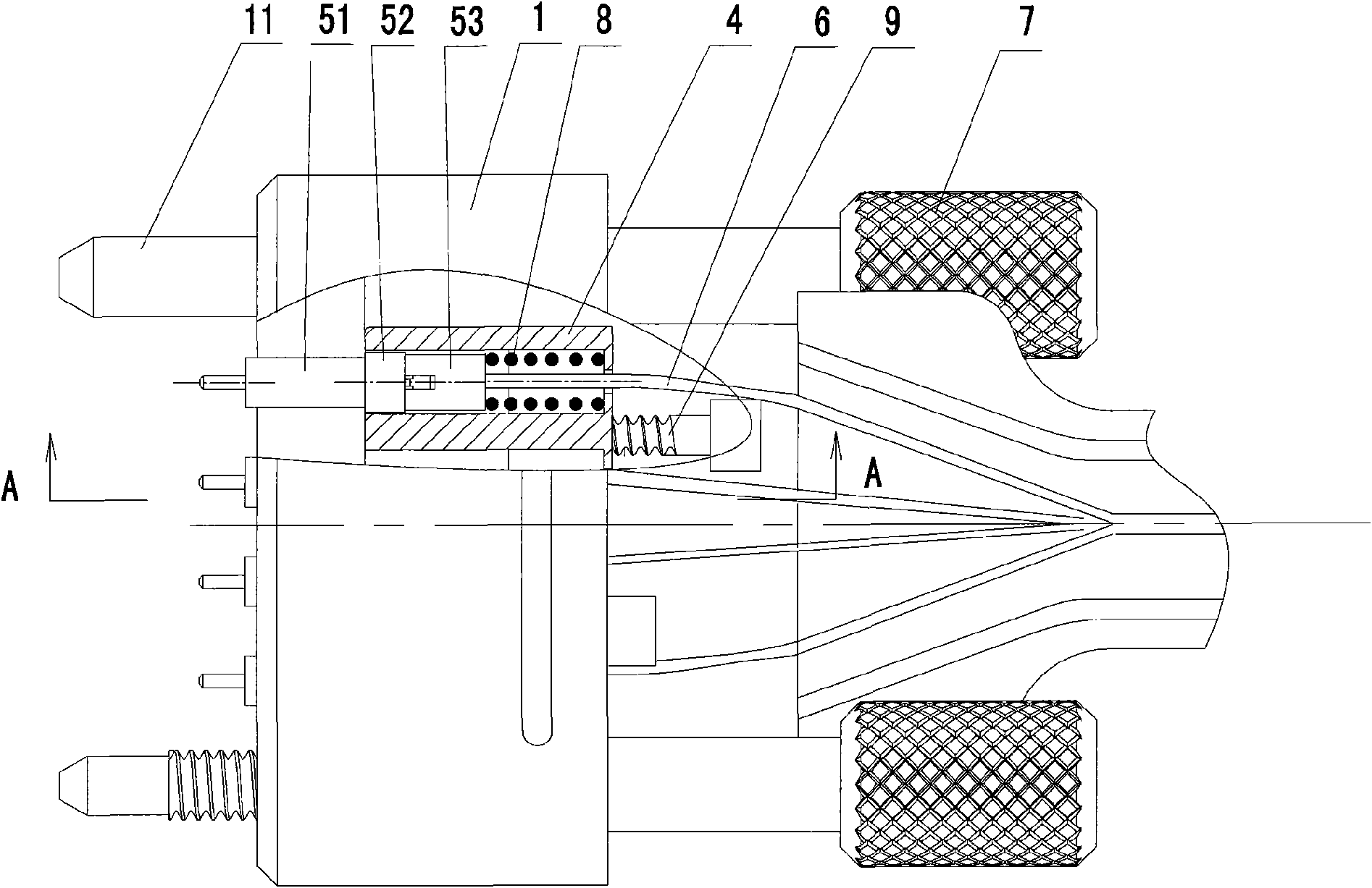 Optical fiber connector integrated with a plurality of rectangular multi-core optical fiber contact pins and integrated connector