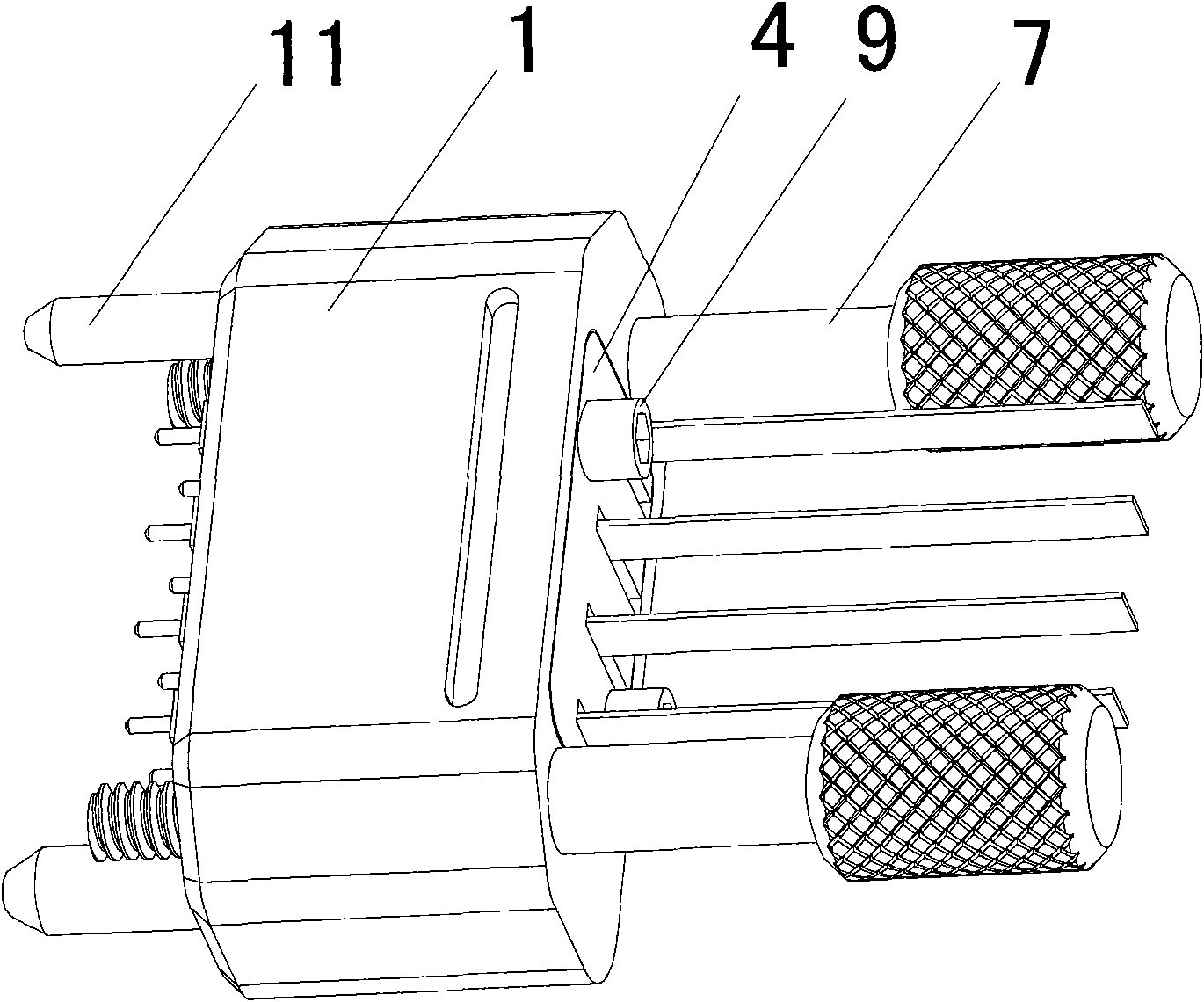 Optical fiber connector integrated with a plurality of rectangular multi-core optical fiber contact pins and integrated connector