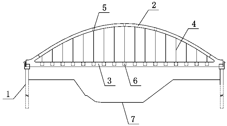 Bottom-through tie-bar arch bridge and its construction method